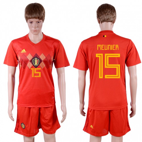 Belgium #15 Meunier Red Soccer Country Jersey - Click Image to Close